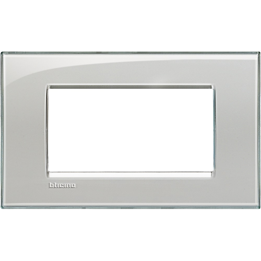 Placca quadra 4 moduli grigio ghiaccio tecnopolimero per installazioni elettriche