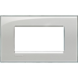 Placca quadra 4 moduli grigio ghiaccio tecnopolimero per installazioni elettriche