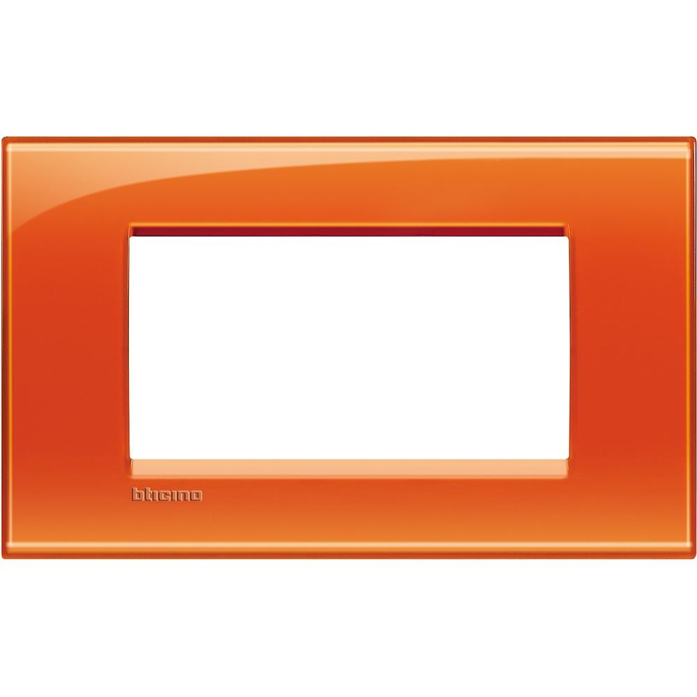 Placca quadra 4 moduli arancio deep tecnopolimero per installazioni elettriche
