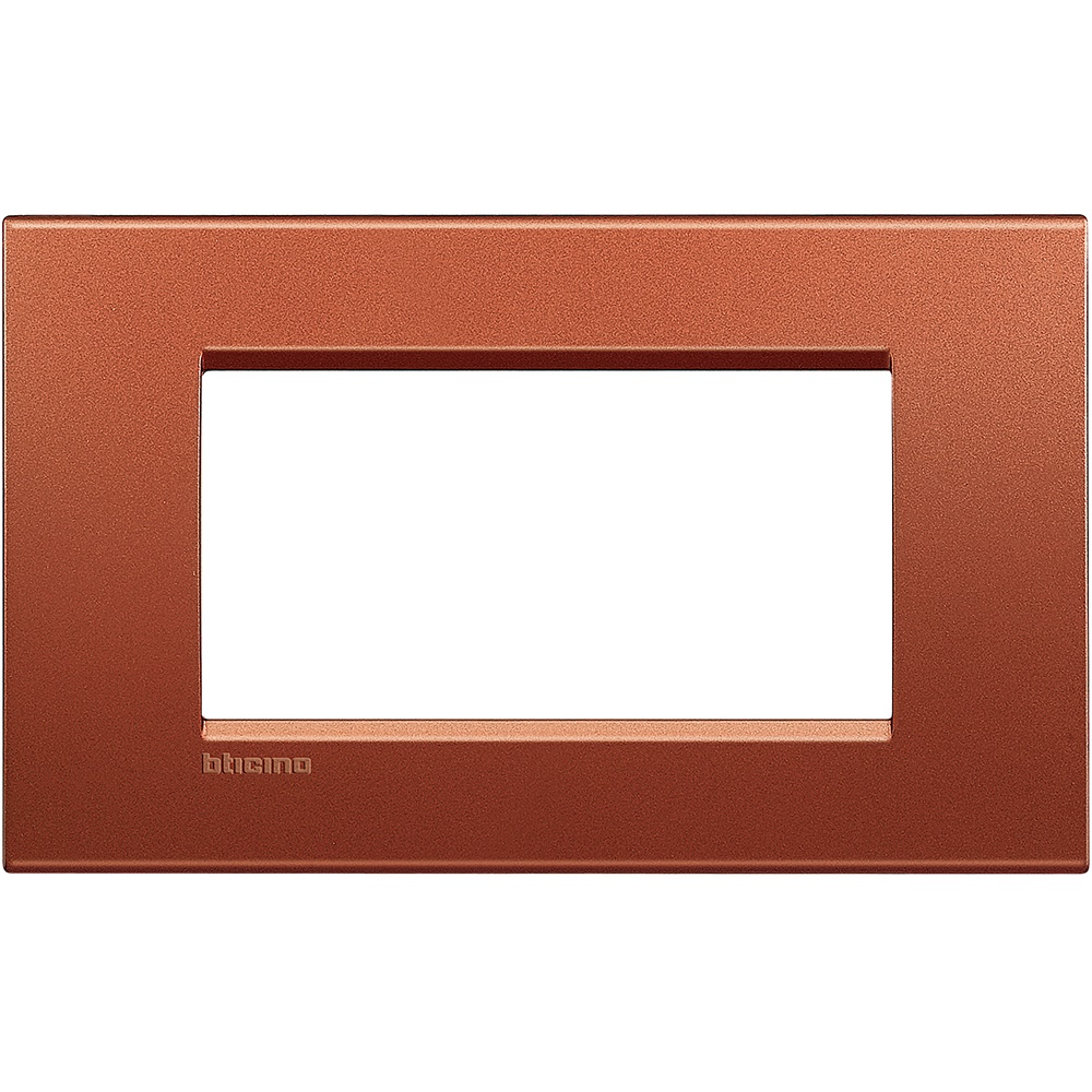 Placca quadra 4 moduli metallo Brick per installazioni elettriche BTILNA4804RK