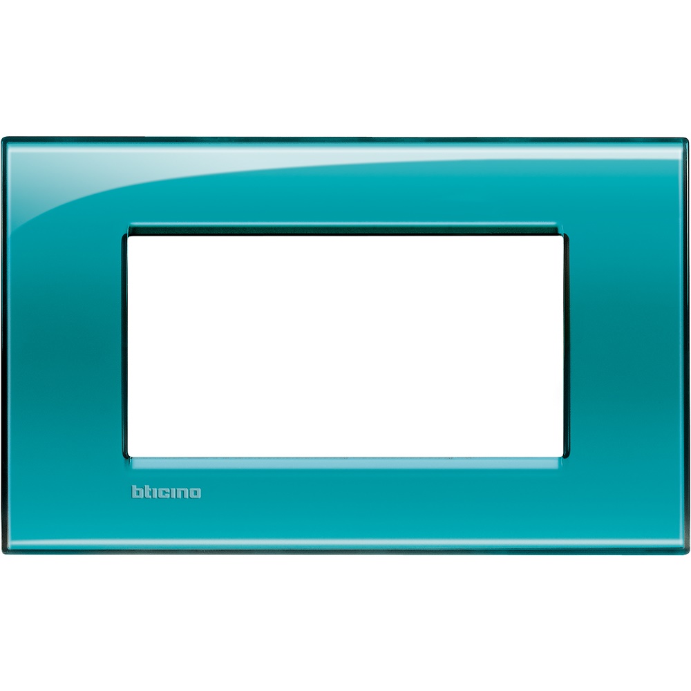 Placca quadra 4 moduli verde deep tecnopolimero per installazioni elettriche