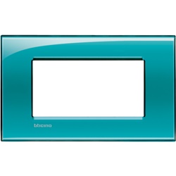 Placca quadra 4 moduli verde deep tecnopolimero per installazioni elettriche