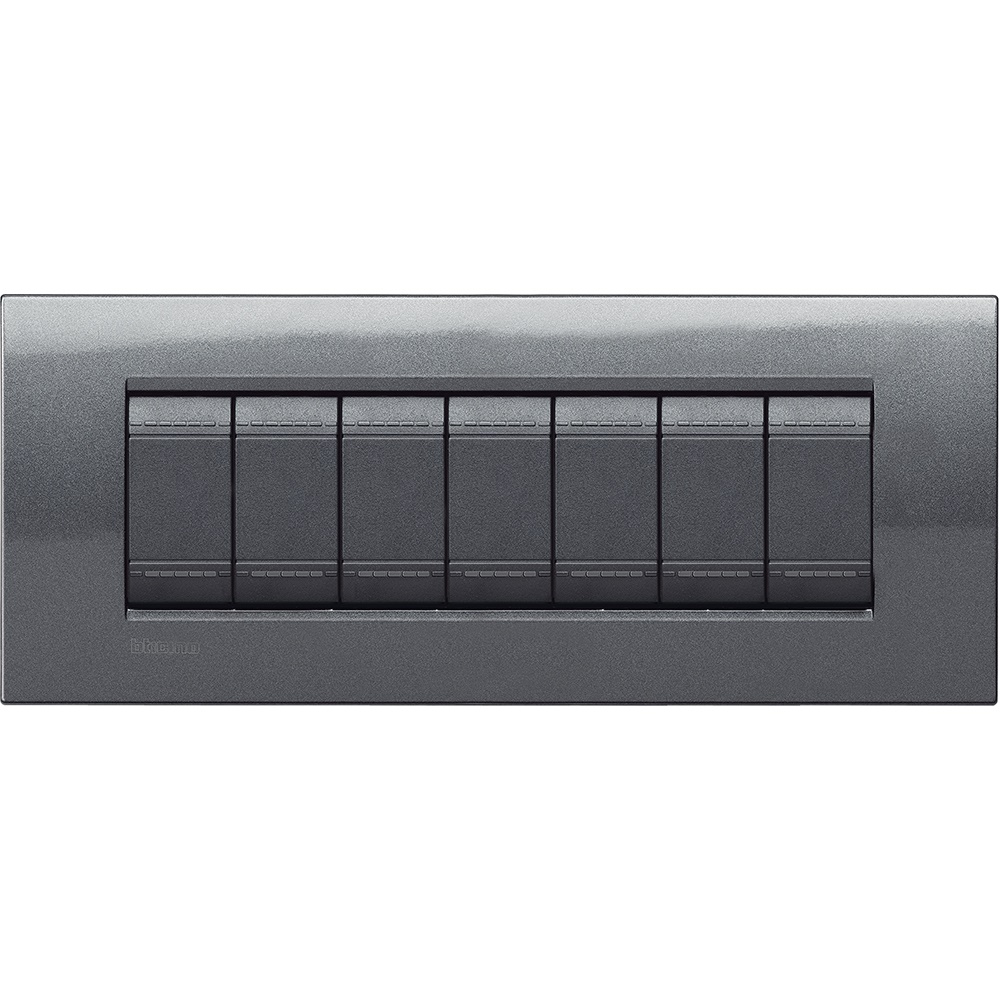 Placca quadra 7 moduli acciaio metallo per impianti elettrici