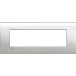 Placca incasso 7 moduli argento lunare metallo design moderno per installazioni elettriche