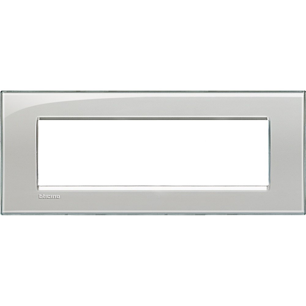 Placca incasso 7 moduli grigio ghiaccio tecnopolimero per impianti elettrici residenziali e commerciali