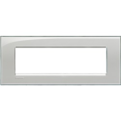 Placca incasso 7 moduli grigio ghiaccio tecnopolimero per impianti elettrici residenziali e commerciali