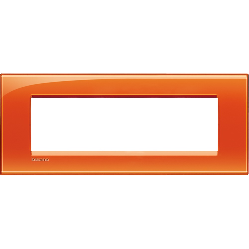 Placca quadra 7 moduli arancio deep in tecnopolimero per impianti elettrici