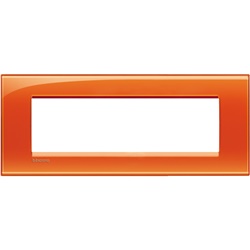 Placca quadra 7 moduli arancio deep in tecnopolimero per impianti elettrici