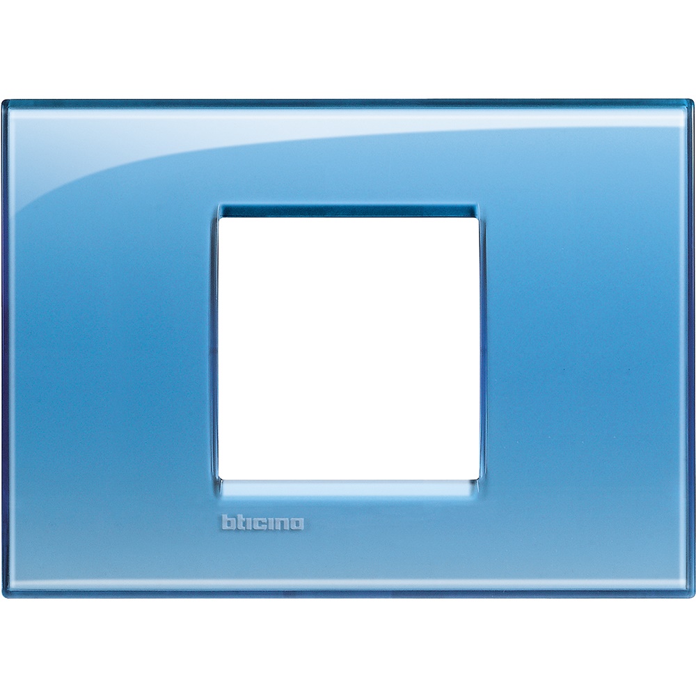 Placca da incasso 2 moduli azzurro tecnopolimero per impianti elettrici