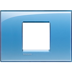 Placca da incasso 2 moduli azzurro tecnopolimero per impianti elettrici