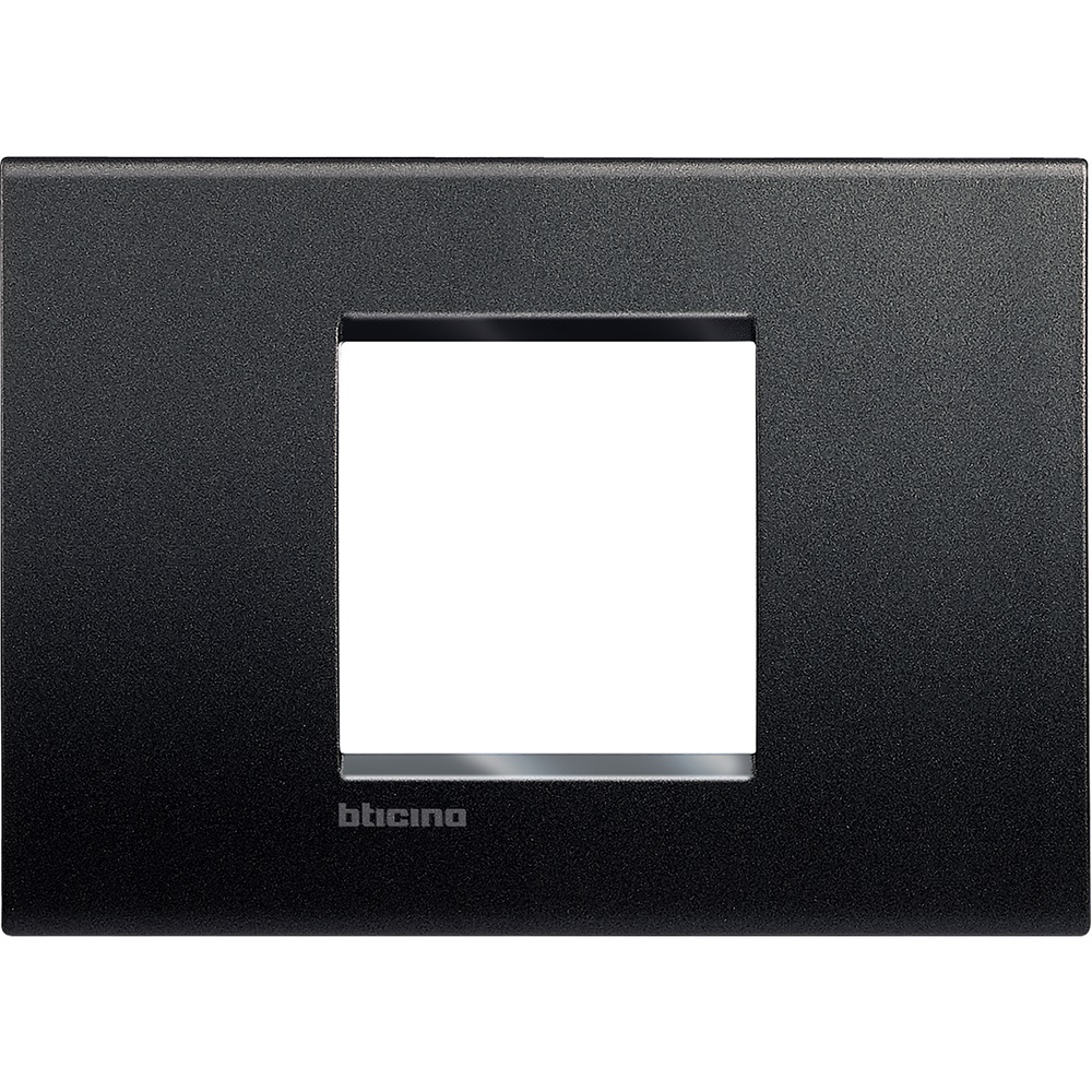 Placca 2 moduli antracite quadrata tecnopolimero per impianti elettrici