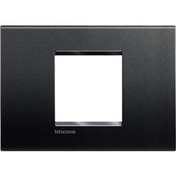 Placca 2 moduli antracite quadrata tecnopolimero per impianti elettrici