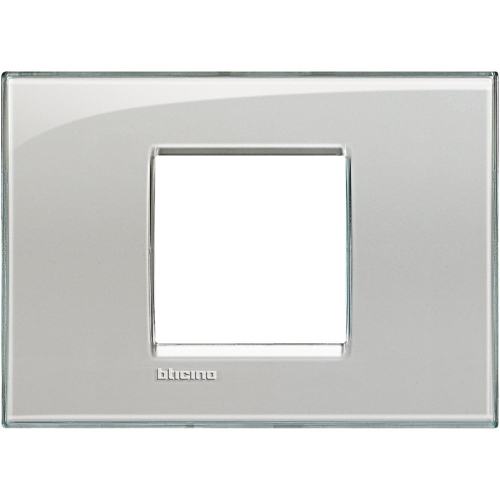 Placca 2 moduli grigio ghiaccio tecnopolimero per installazioni elettriche