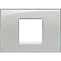Placca 2 moduli grigio ghiaccio tecnopolimero per installazioni elettriche