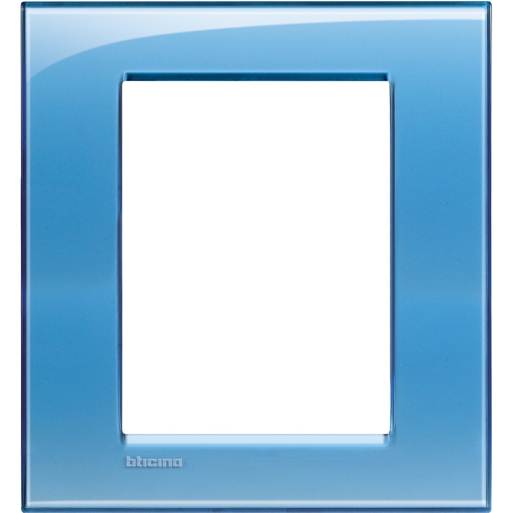 Placca quadra 3+3 moduli azzurro deep tecnopolimero per impianti elettrici