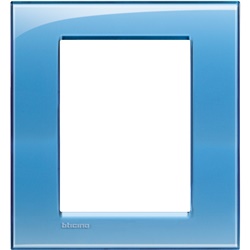 Placca quadra 3+3 moduli azzurro deep tecnopolimero per impianti elettrici