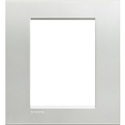 Placca quadra metallo argento 3+3 moduli per installazioni elettriche