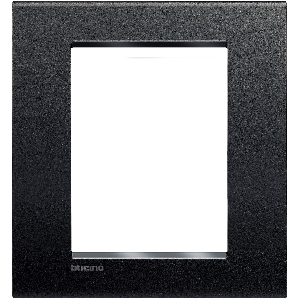 Placca quadra 3+3 moduli antracite tecnopolimero per impianti elettrici