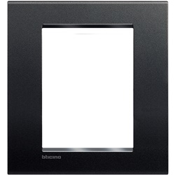 Placca quadra 3+3 moduli antracite tecnopolimero per impianti elettrici