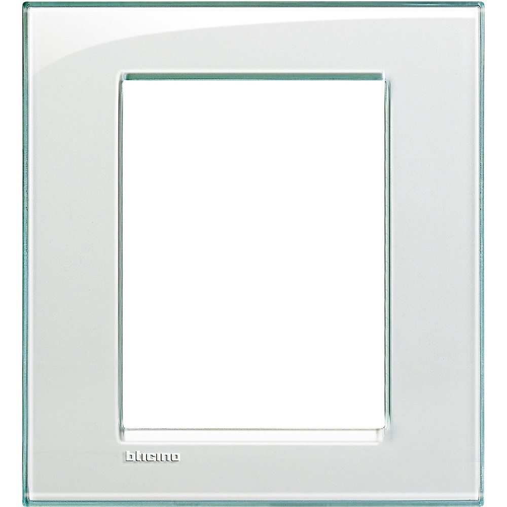 Placca quadra 3+3 moduli acquamarina in tecnopolimero per impianti elettrici