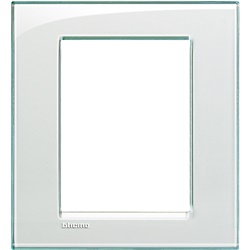 Placca quadra 3+3 moduli acquamarina in tecnopolimero per impianti elettrici