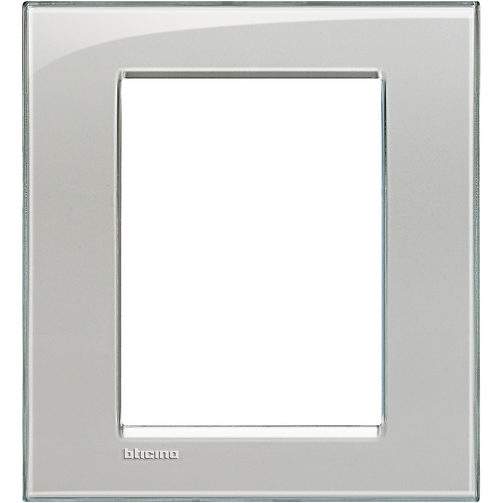 Placca da incasso 3+3 moduli grigio ghiaccio tecnopolimero per installazioni elettriche interne