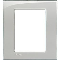 Placca da incasso 3+3 moduli grigio ghiaccio tecnopolimero per installazioni elettriche interne