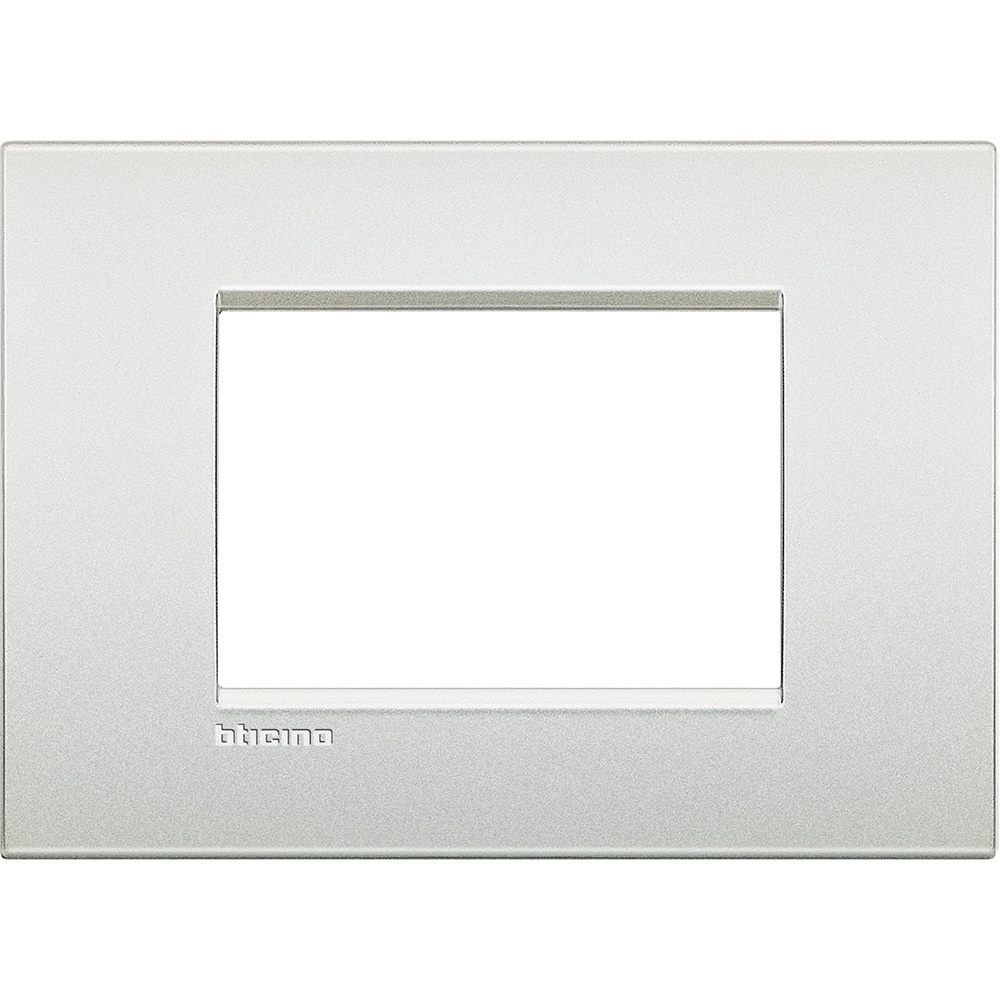 Placca 3 moduli bianco perla metallo per impianti elettrici Air Rexel
