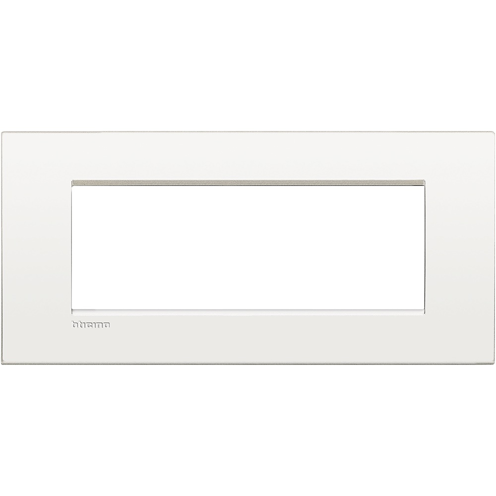 Placca incasso 7 moduli bianco puro metallo per installazioni elettriche moderne