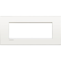 Placca incasso 7 moduli bianco puro metallo per installazioni elettriche moderne