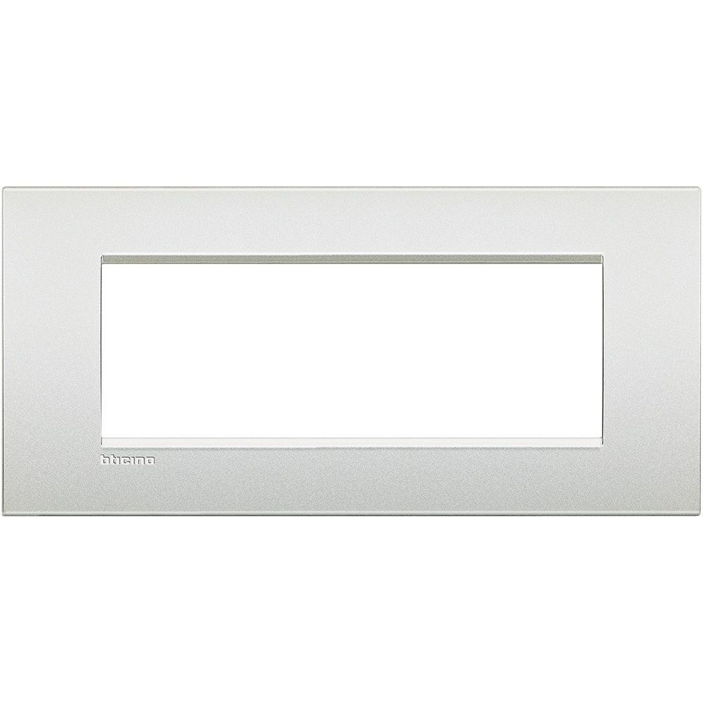 Placca 7 moduli bianco perla metallo per impianti elettrici aria design