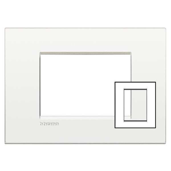 Placca da incasso 3+3 poli bianco puro metallo per impianti elettrici residenziali e commerciali