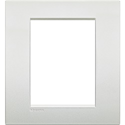 Placca incasso 3+3 poli bianco perla metallo per impianti elettrici moduli multipli