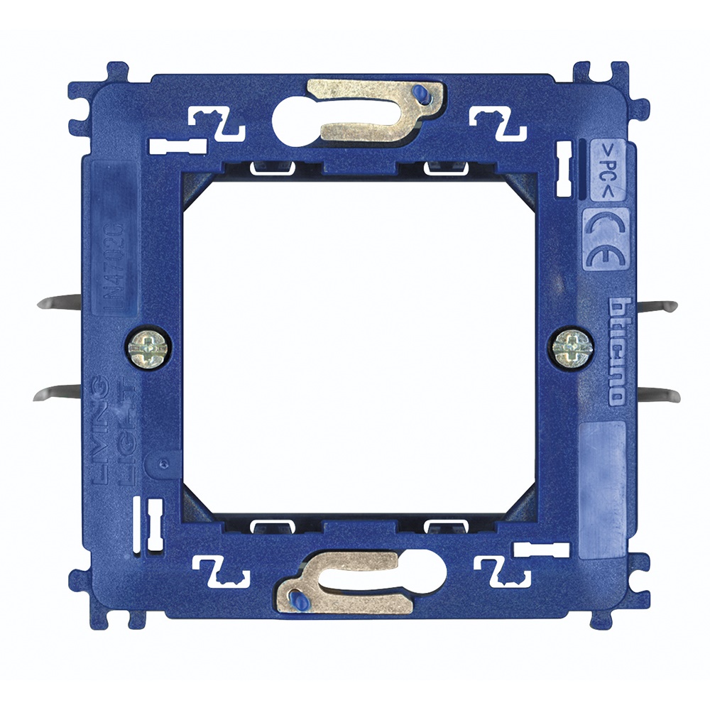 Supporto unico 2 moduli LivingLight fissaggio graffette per installazioni elettriche incasso