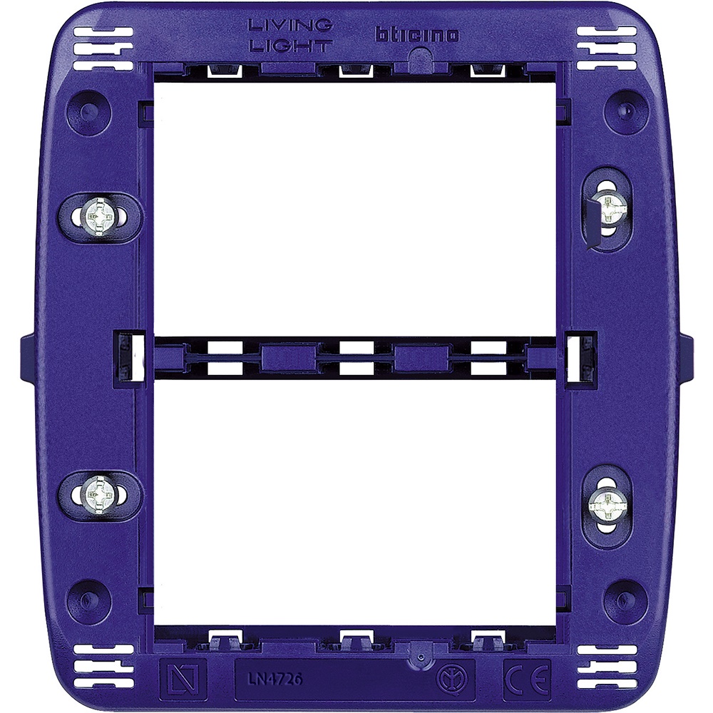 Supporto unico 3+3 moduli per placche Living Light fissaggio viti quadro