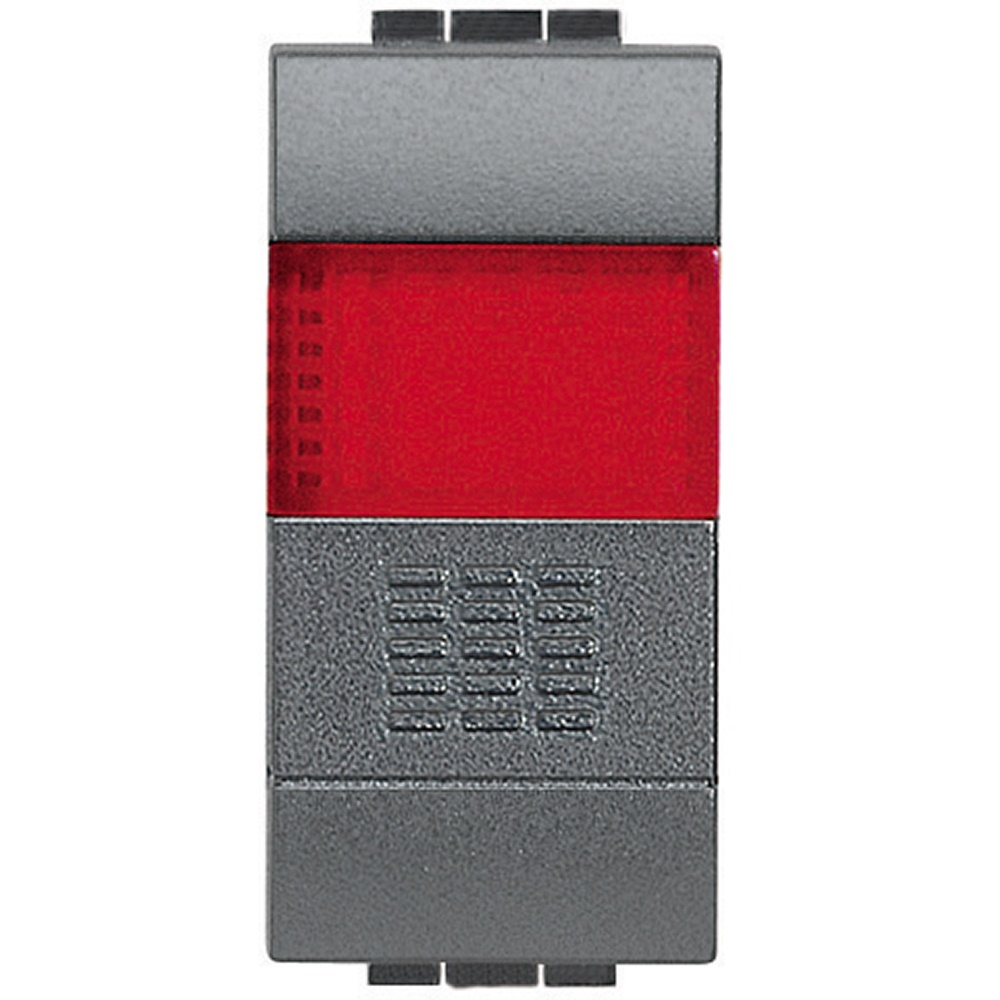 Pulsante 1P NO 10A 250Vac portalampada rosso antracite per impianti living int