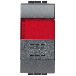 Pulsante 1P NO 10A 250Vac portalampada rosso antracite per impianti living int