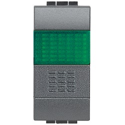 Pulsante 1P NO 10A 250Vac portalampada verde antracite per impianti living int