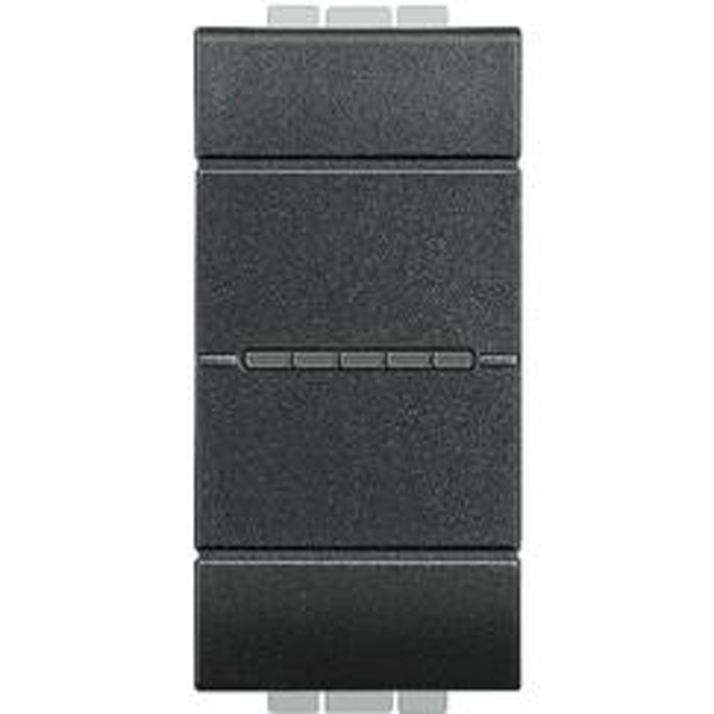 Pulsante elettrico 1P NO 10A 250V assiale profondità ridotta antracite per impianti elettrici