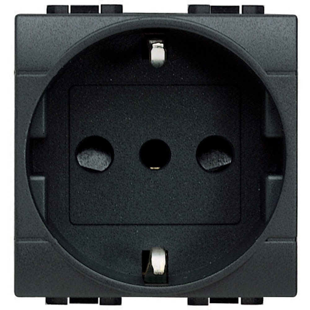 Presa elettrica P30 2P+T 16A 250V antracite per spine standard tedesco e italiane living int.