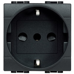 Presa elettrica P30 2P+T 16A 250V antracite per spine standard tedesco e italiane living int.