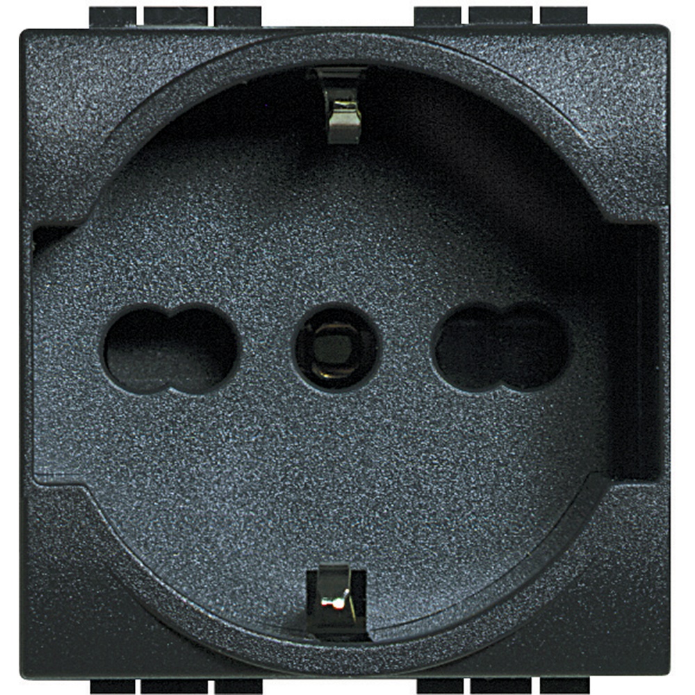 Presa elettrica bipasso 2P+T 16A 250V compatibile spine Italia e Germania antracite
