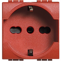 Presa elettrica 2P+T 16A 250V bipasso protetta per spine standard tedesco e italiano, linea Living International, uso domestico e professionale, colore rosso