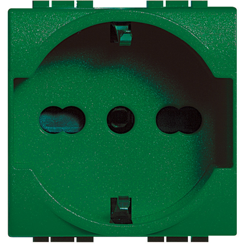 Presa elettrica Schuko bipasso 16A 250V verde per uso domestico e professionale