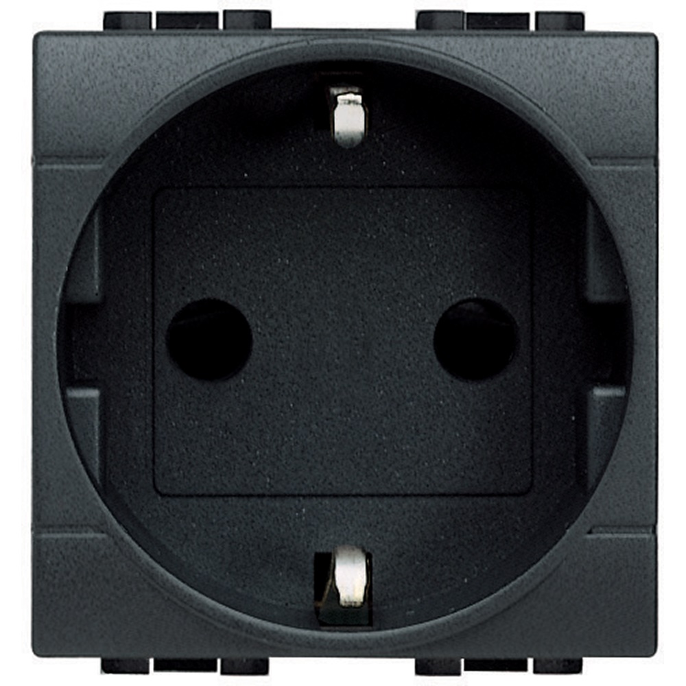 Presa elettrica 2P+T 16A 250V standard tedesco-italiano antracite per impianti residenziali e commerciali