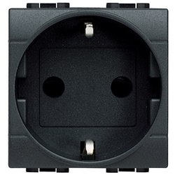 Presa elettrica 2P+T 16A 250V standard tedesco-italiano antracite per impianti residenziali e commerciali