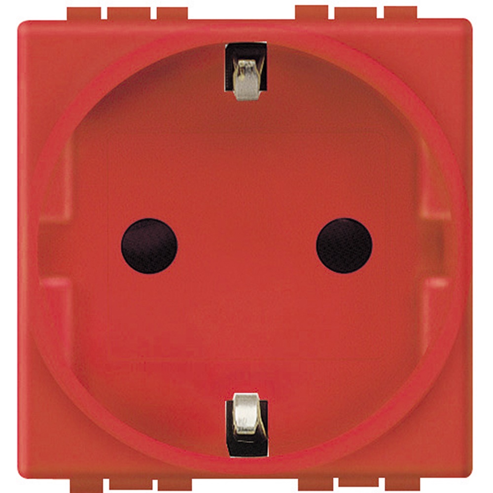 Presa standard tedesco 2P+T 16A rossa per installazioni interne living