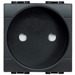 Presa 2P 10/16A 250V standard Francia alveoli schermati antracite living int