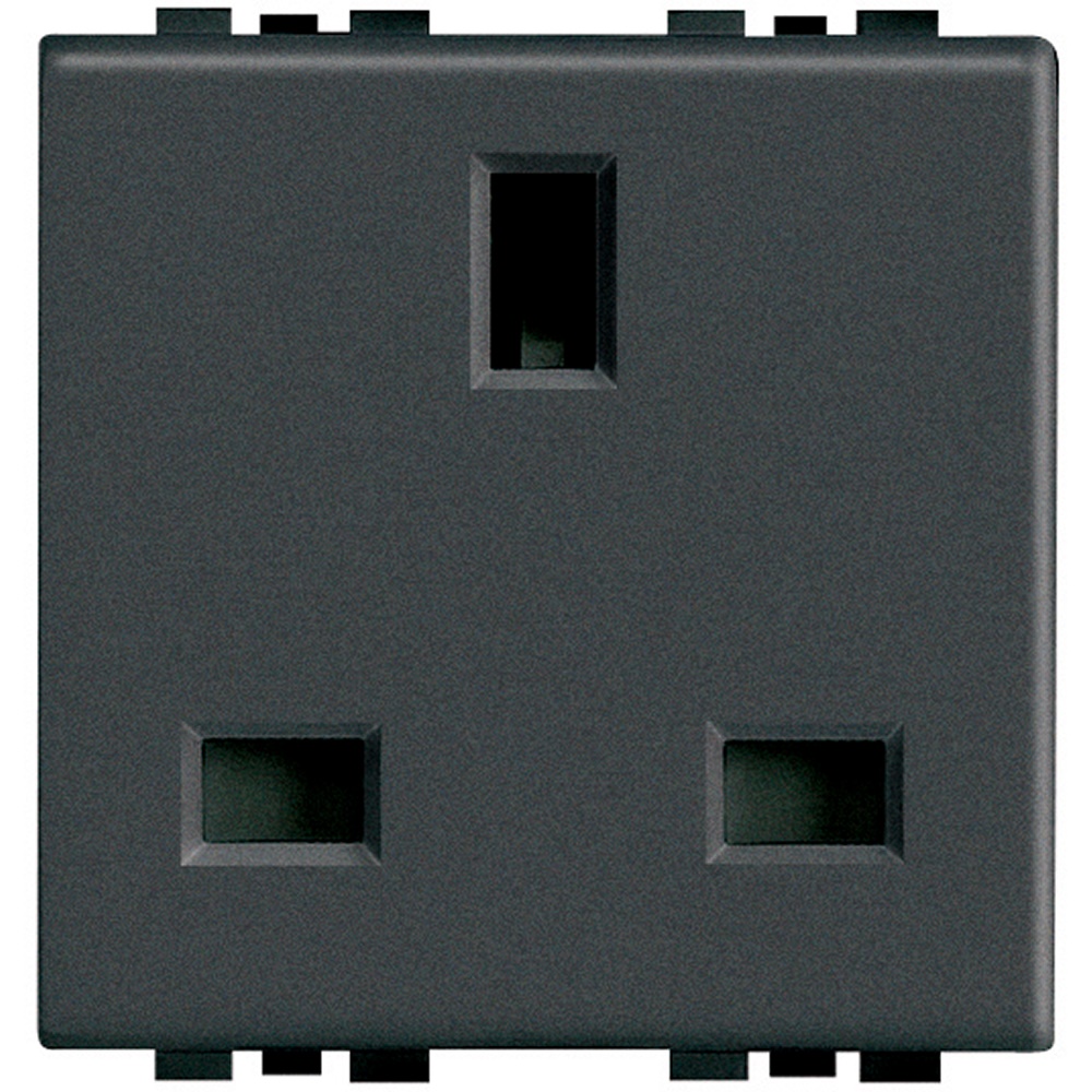 Presa modulare 2P+T 13A 250V standard britannico antracite per impianti interni