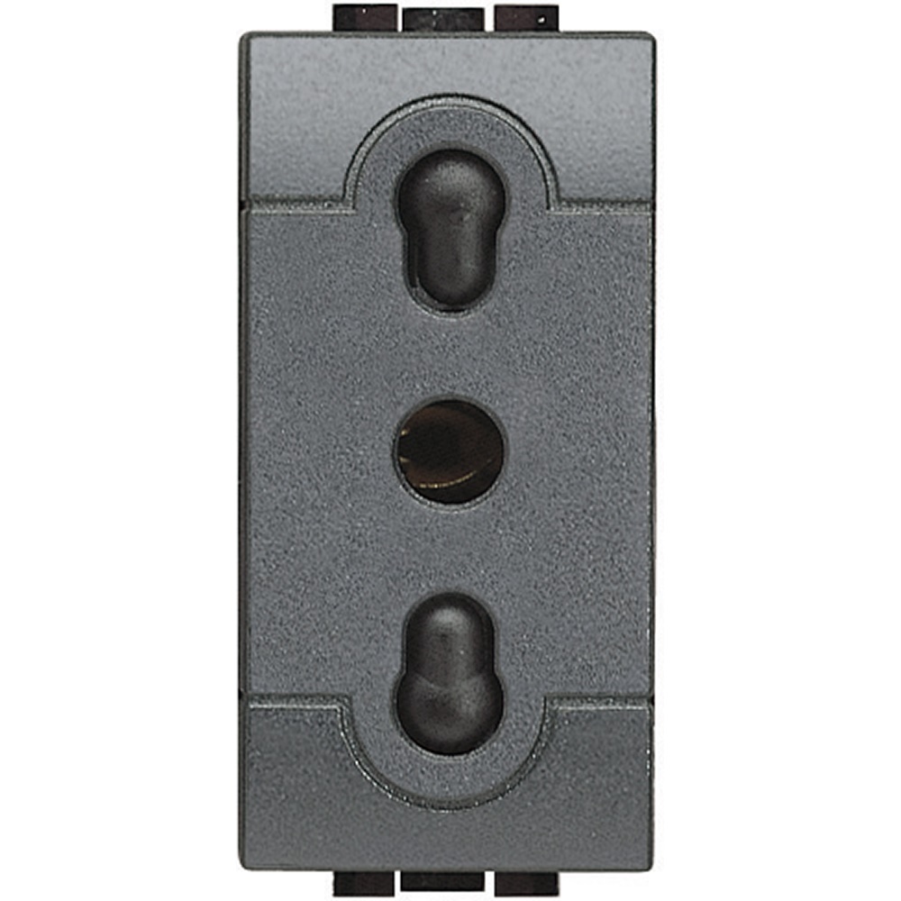 Presa elettrica bipasso 2P+T 10/16A antracite per uso interno standard sicurezza